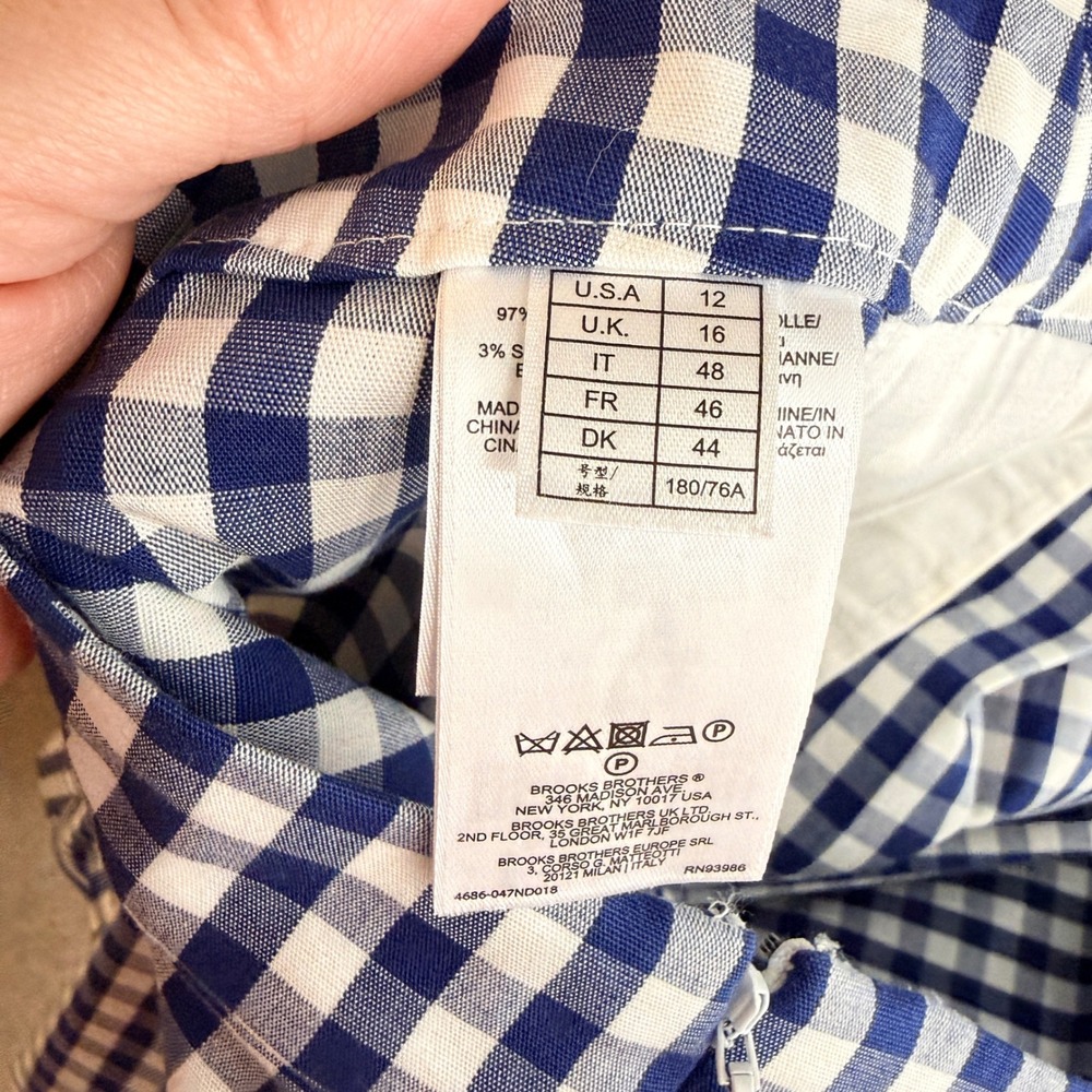 Brooks Brothers Red Fleece Gingham Skirt Navy Blue 12 Preppy Nautical Classic - Picture 4 of 7